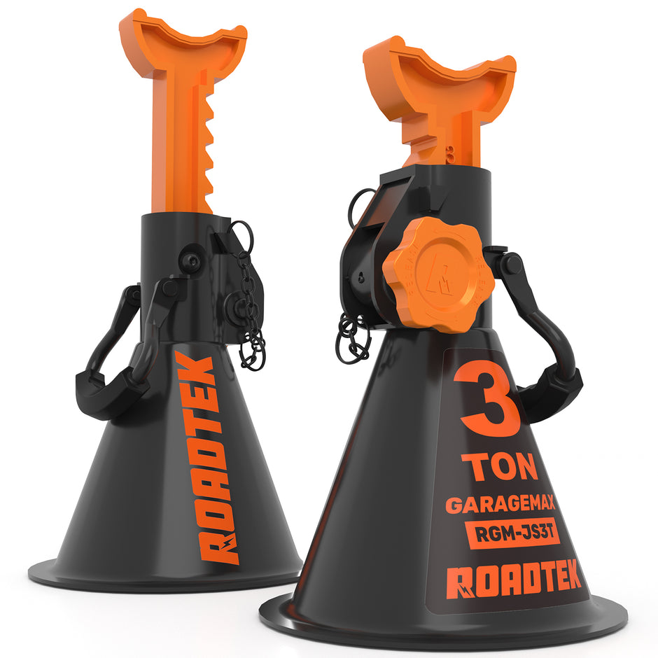RGM-JS3T, 3 Ton Heavy Duty Jack Stands with Integrated Steel Base and Double Locking
