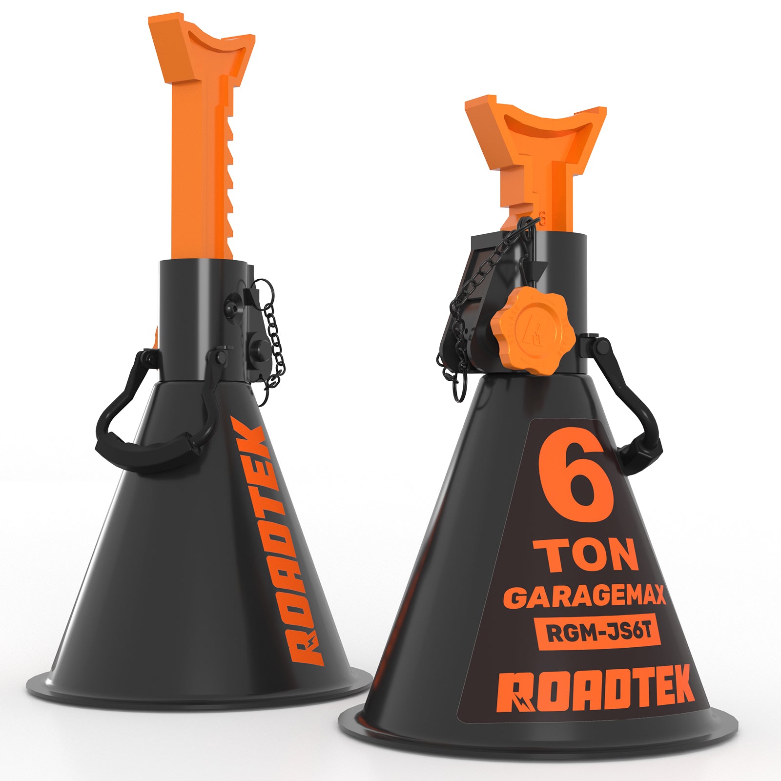 RGM-JS6T, 6 Ton Heavy Duty Jack Stands with Integrated Steel Base and Double Locking