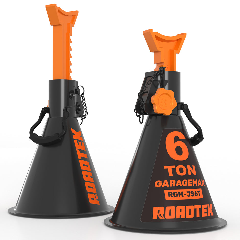 RGM-JS6T, 6 Ton Heavy Duty Jack Stands with Integrated Steel Base and Double Locking