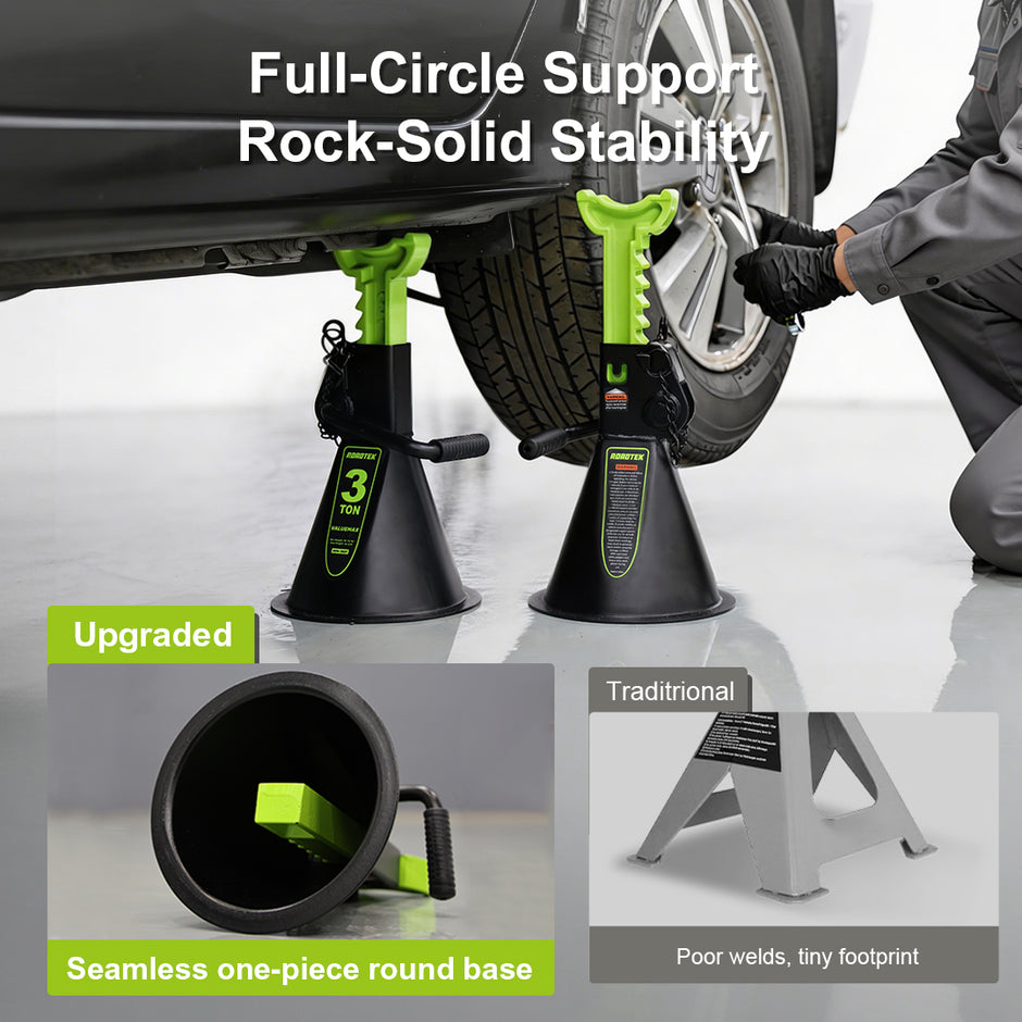 Jack Stands, 3 Ton (6,000 lbs) Heavy Duty Car Jack Stands with Seamless Round Steel Base, 10.8