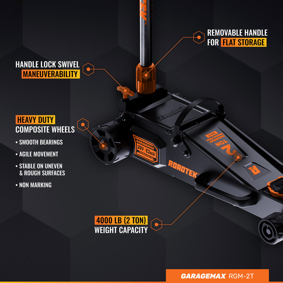 RGM-2T, 2 Ton Electric Floor Jack, Low Profile Aluminum & Steel