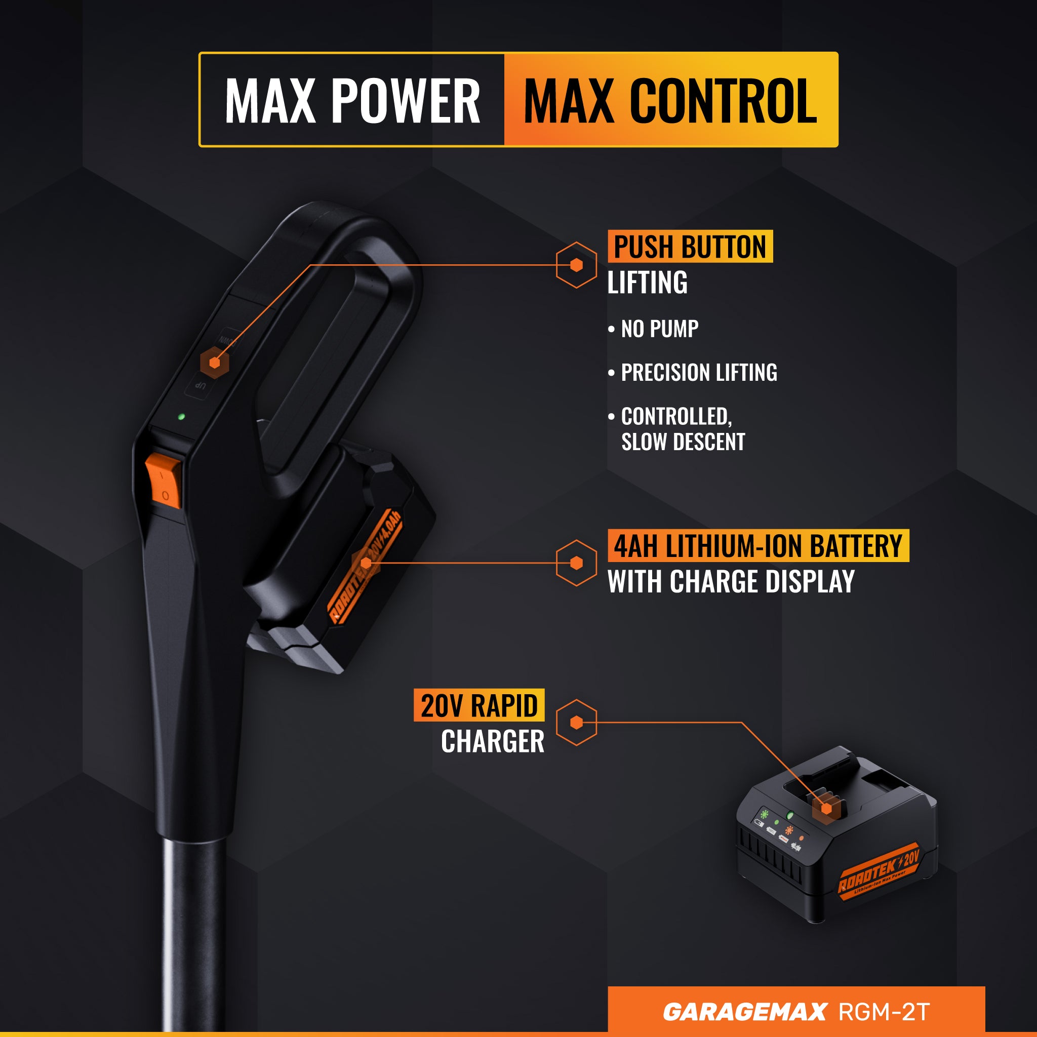 RGM-2T, 2 Ton Electric Floor Jack, Low Profile Aluminum & Steel