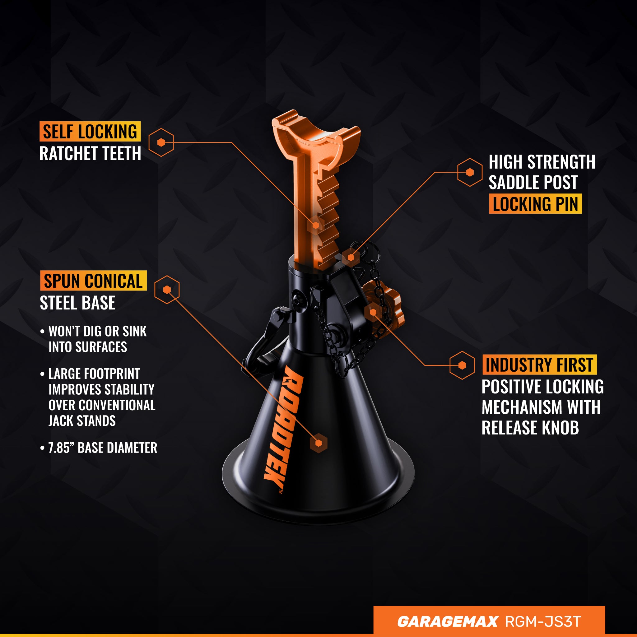 RGM-JS3T Jack Stands - GarageMax 3T Heavy Duty Steel – ROADTEK